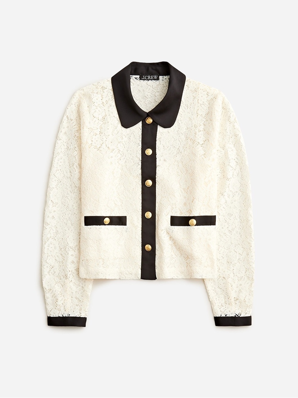 J. Crew Cream Lady shirt-jacket in lace
